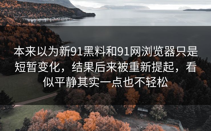 本来以为新91黑料和91网浏览器只是短暂变化，结果后来被重新提起，看似平静其实一点也不轻松