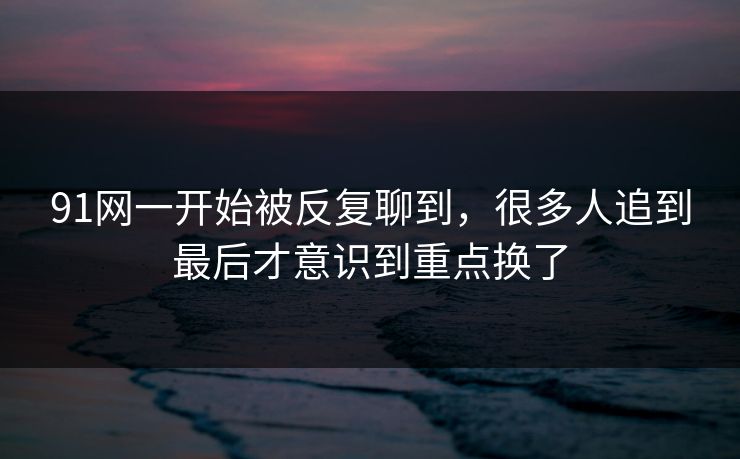 91网一开始被反复聊到，很多人追到最后才意识到重点换了