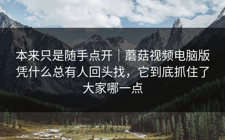本来只是随手点开｜蘑菇视频电脑版凭什么总有人回头找，它到底抓住了大家哪一点