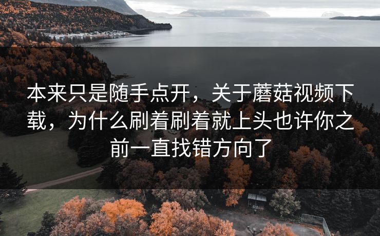 本来只是随手点开，关于蘑菇视频下载，为什么刷着刷着就上头也许你之前一直找错方向了