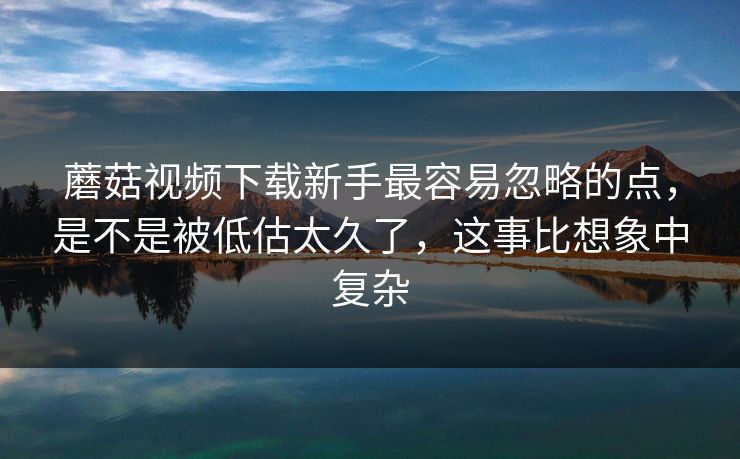 蘑菇视频下载新手最容易忽略的点，是不是被低估太久了，这事比想象中复杂