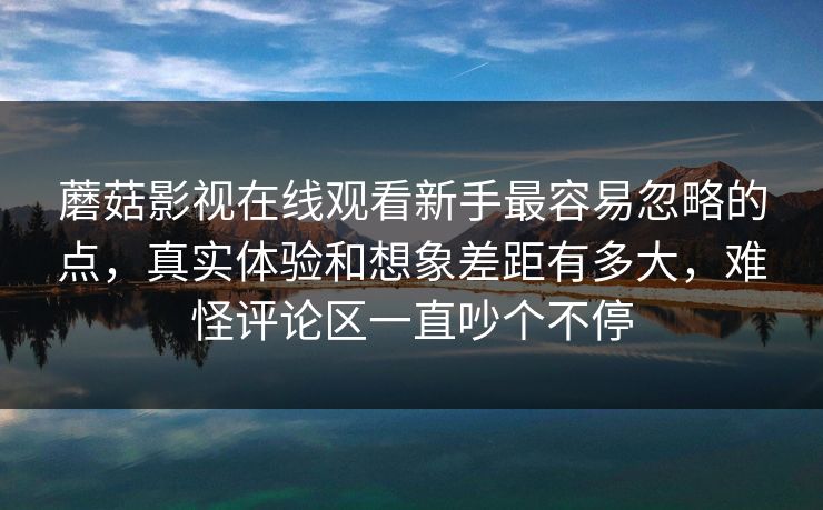蘑菇影视在线观看新手最容易忽略的点，真实体验和想象差距有多大，难怪评论区一直吵个不停