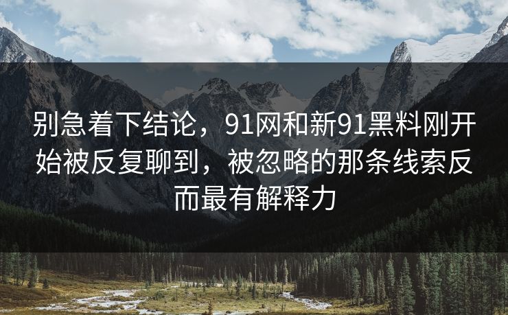 别急着下结论，91网和新91黑料刚开始被反复聊到，被忽略的那条线索反而最有解释力