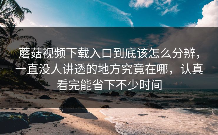 蘑菇视频下载入口到底该怎么分辨，一直没人讲透的地方究竟在哪，认真看完能省下不少时间