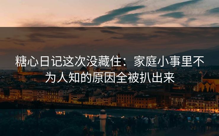 糖心日记这次没藏住:家庭小事里不为人知的原因全被扒出来 糖心日记这次没藏住:家庭小事里不为人知的原因全被扒出来